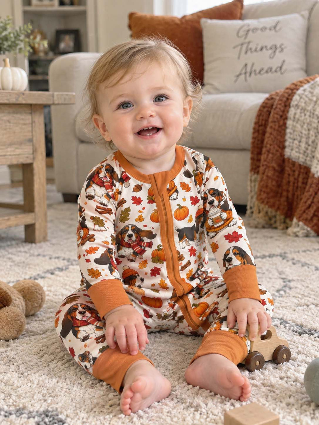 Cozy Autumn Basset Hounds Bamboo Convertible Zippy