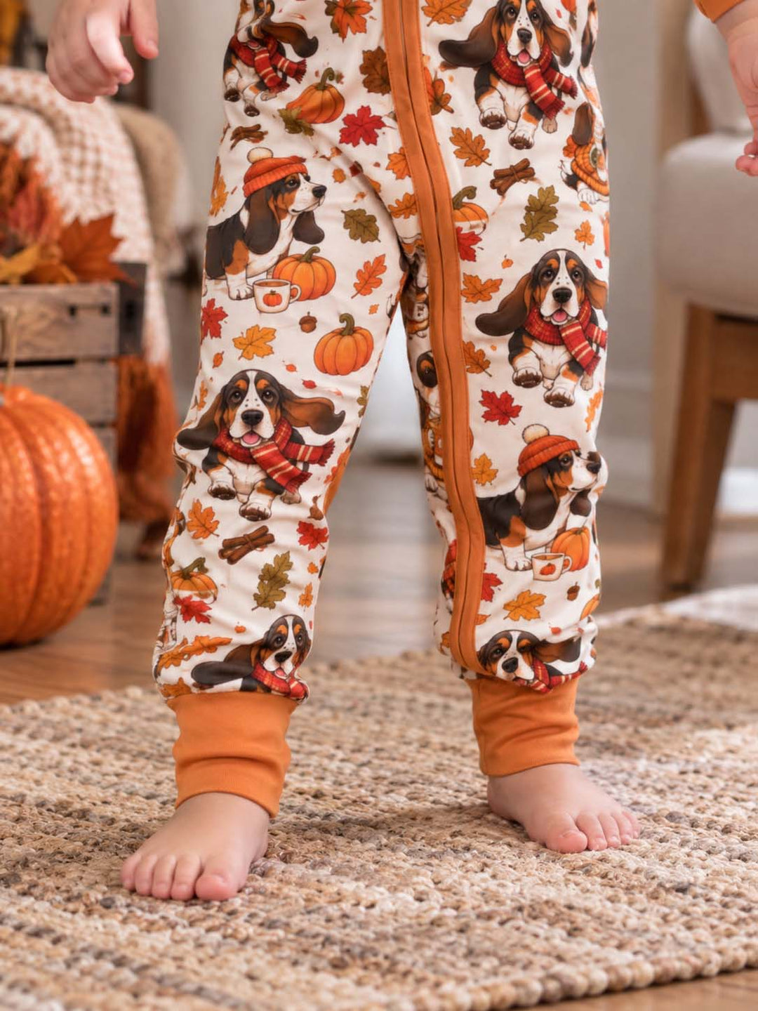 Cozy Autumn Basset Hounds Bamboo Convertible Zippy