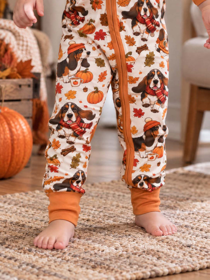 Cozy Autumn Basset Hounds Bamboo Convertible Zippy