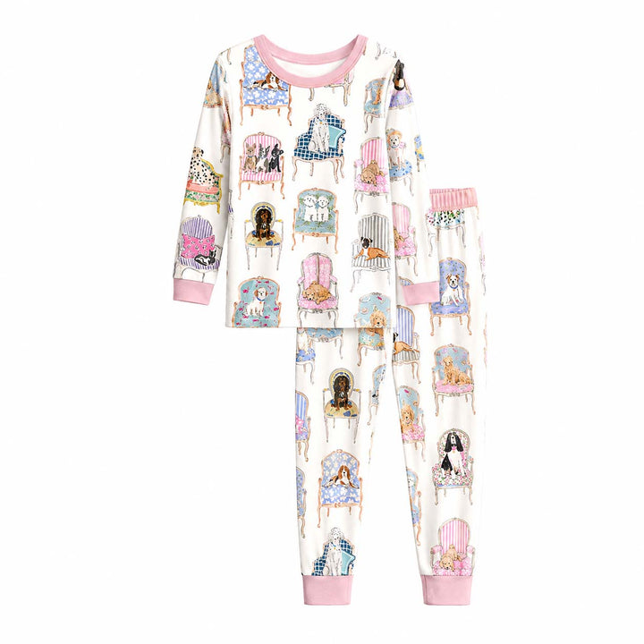 Cozy Chair Dogs Bamboo Two Piece Long Sleeve Pajama Set