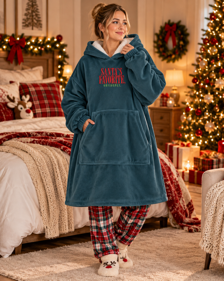 Santa's Favorite Obviously Embroidered Blanket Hoodie