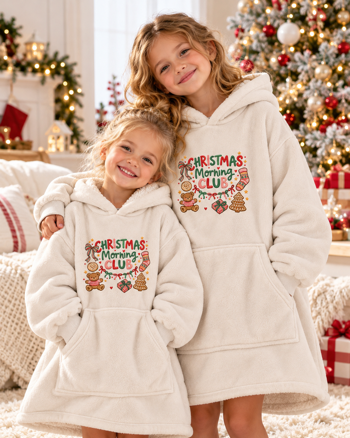 Christmas Morning Club Embroidered Bamboo Blanket Hoodie