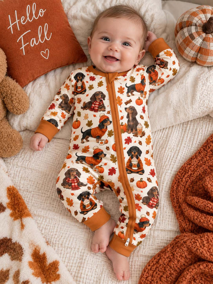 Cozy Dachshund Pumpkin Spice Fall Bamboo Convertible Zippy