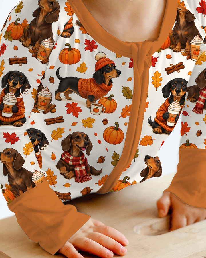 Cozy Dachshund Pumpkin Spice Fall Bamboo Convertible Zippy