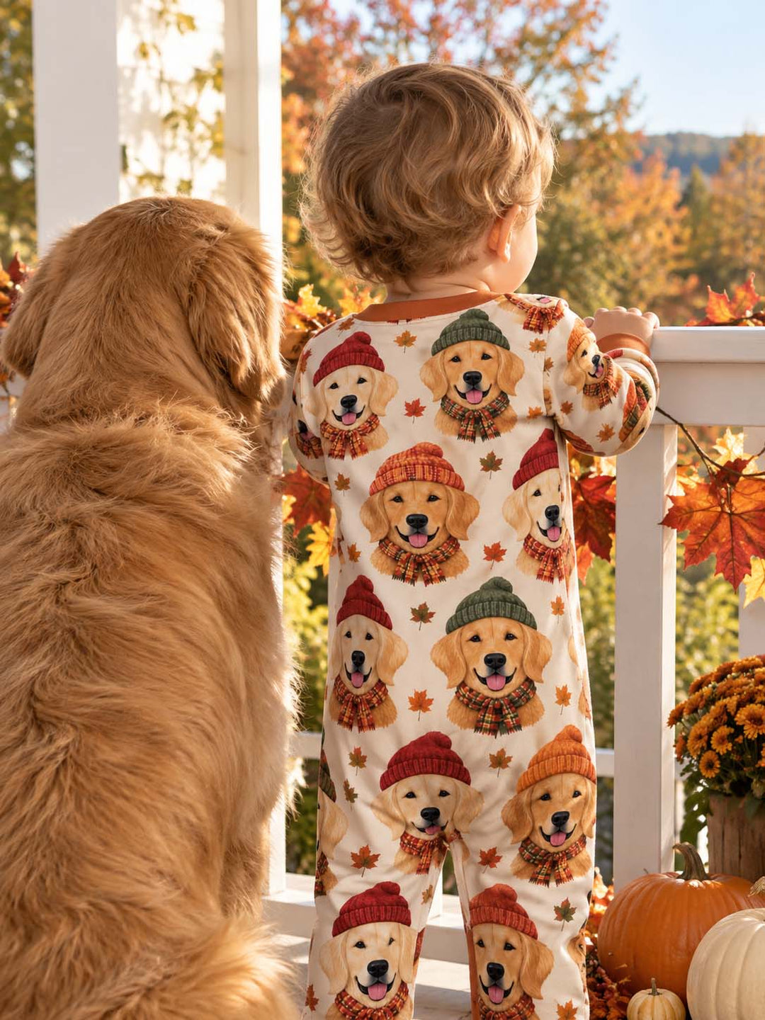 Cozy Fall Golden Retrievers Bamboo Convertible Zippy
