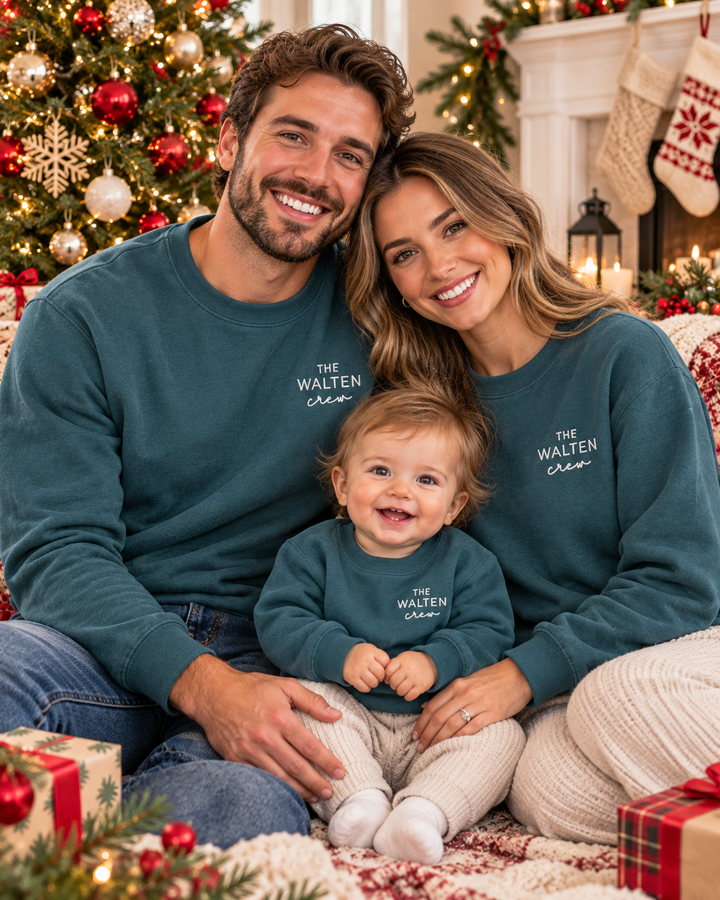 Custom Family Crew Embroidered Bamboo Women Crewneck Sweatshirt