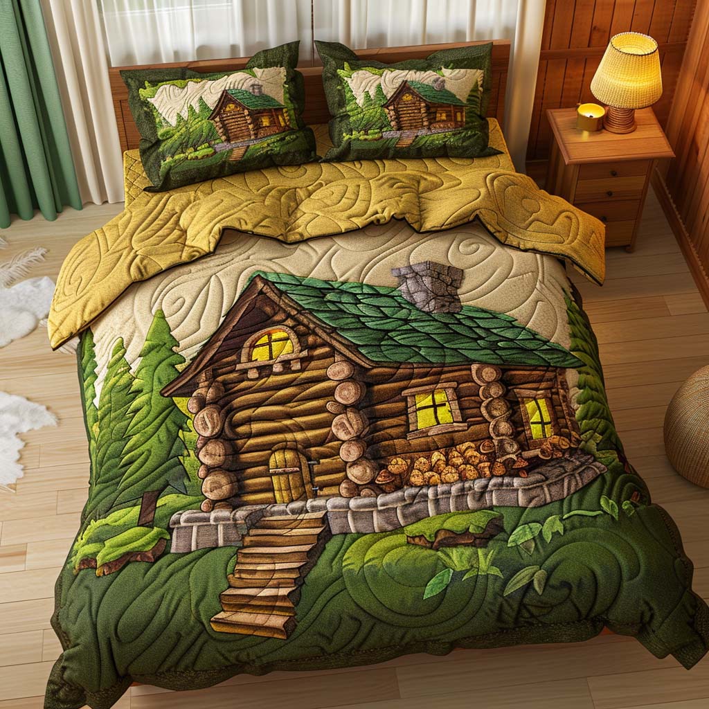Cozy Forest Cabin Bamboo Quilt Bedding Set