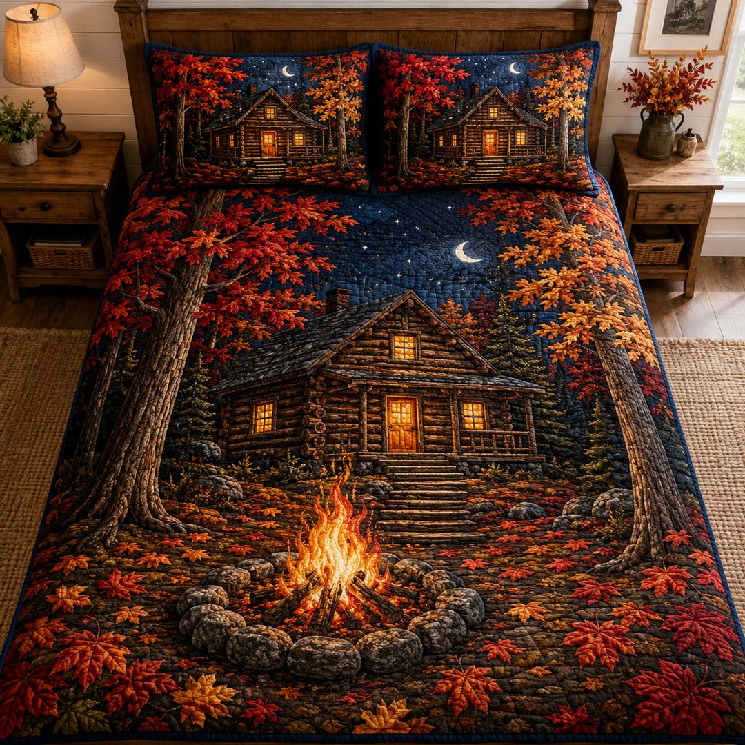 Cozy Log Cabin Bamboo Quilt Bedding Set