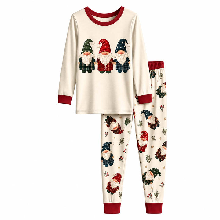 Cozy Plaid Christmas Gnomes Bamboo Two Piece Long Sleeve Pajama Set