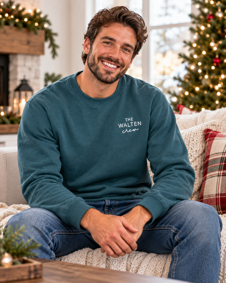 Custom Family Crew Embroidered Bamboo Men Crewneck Sweatshirt