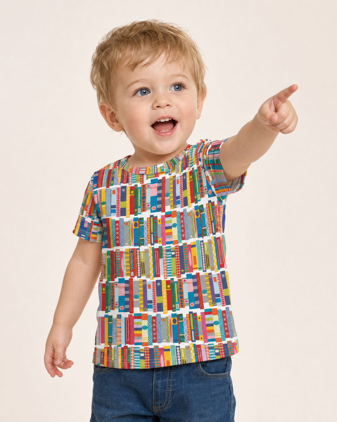 Rainbow Bookshelf Bamboo Crewneck T-Shirt