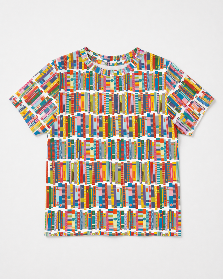 Rainbow Bookshelf Bamboo Crewneck T-Shirt