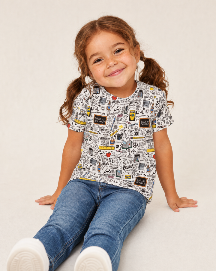 School Days Doodles Bamboo Crewneck T-Shirt