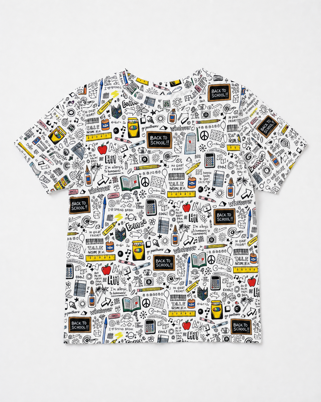 School Days Doodles Bamboo Crewneck T-Shirt