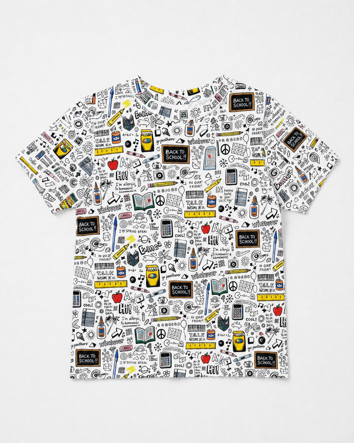 School Days Doodles Bamboo Crewneck T-Shirt