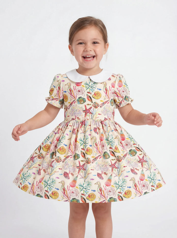 Tropical Reef Whimsy Bamboo Peter Pan Collar Dress