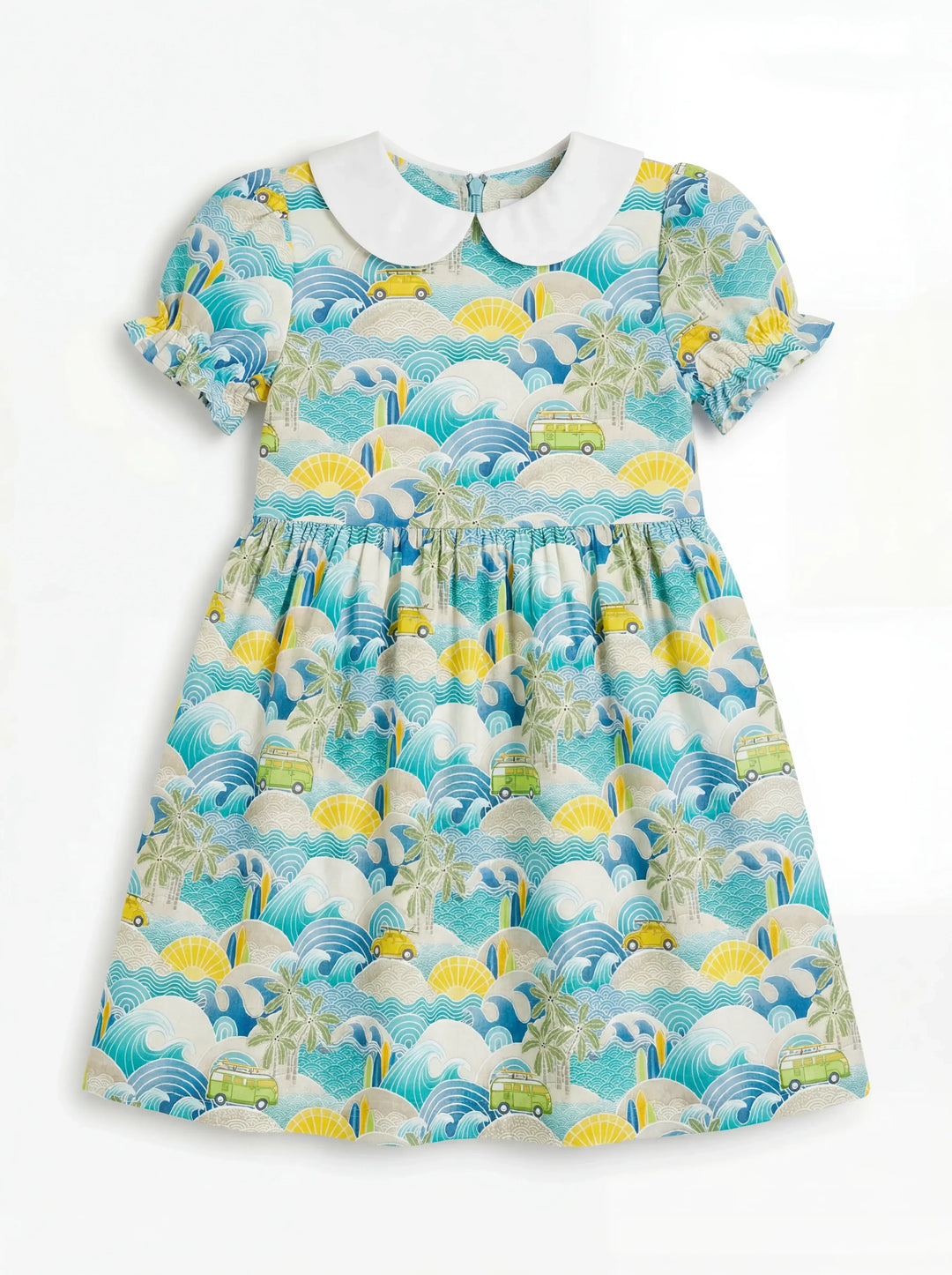Coastal Road Trip Waves Surf Bamboo Peter Pan Collar Dress