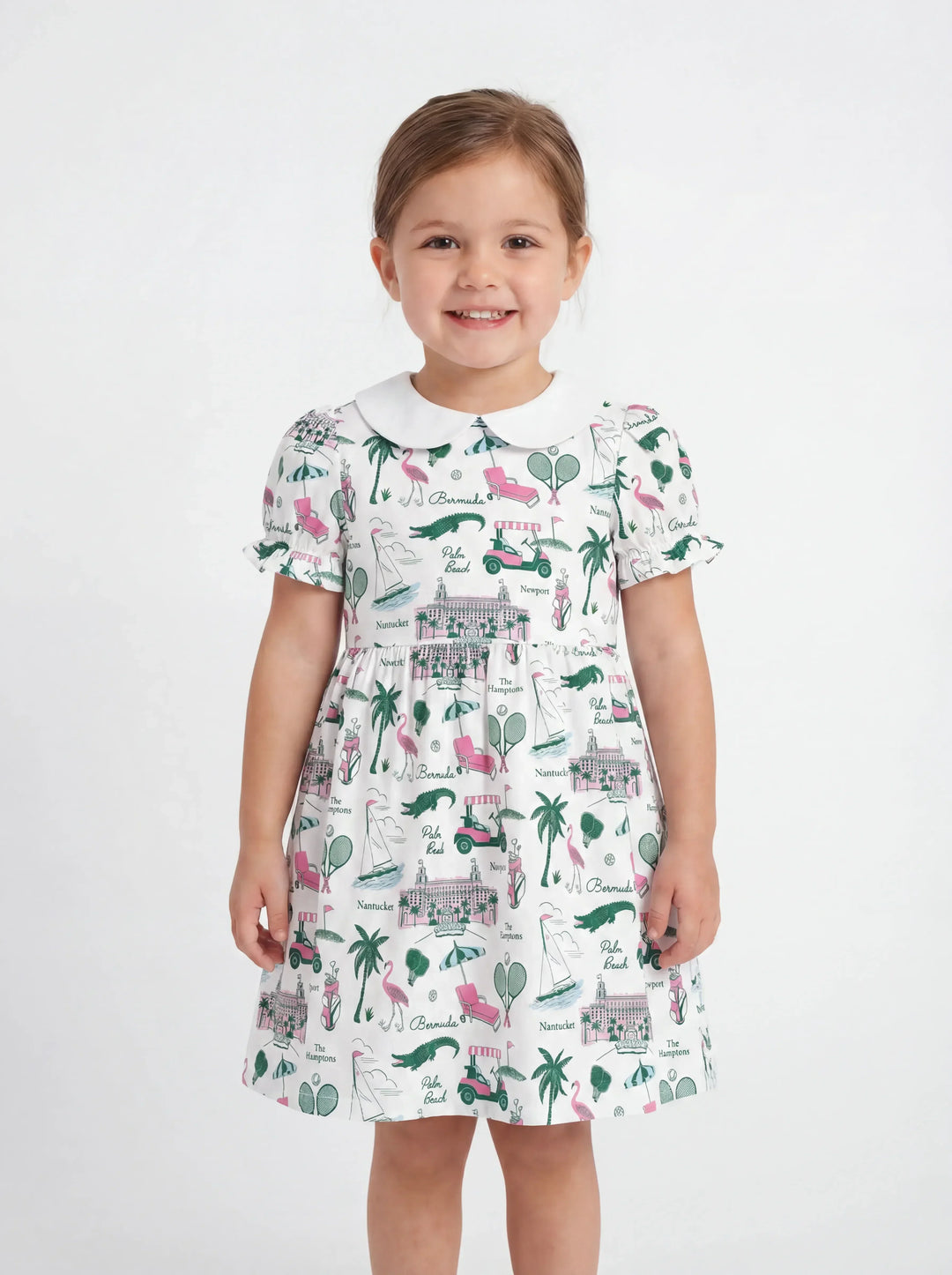 Preppy Palm Getaway Bamboo Peter Pan Collar Dress