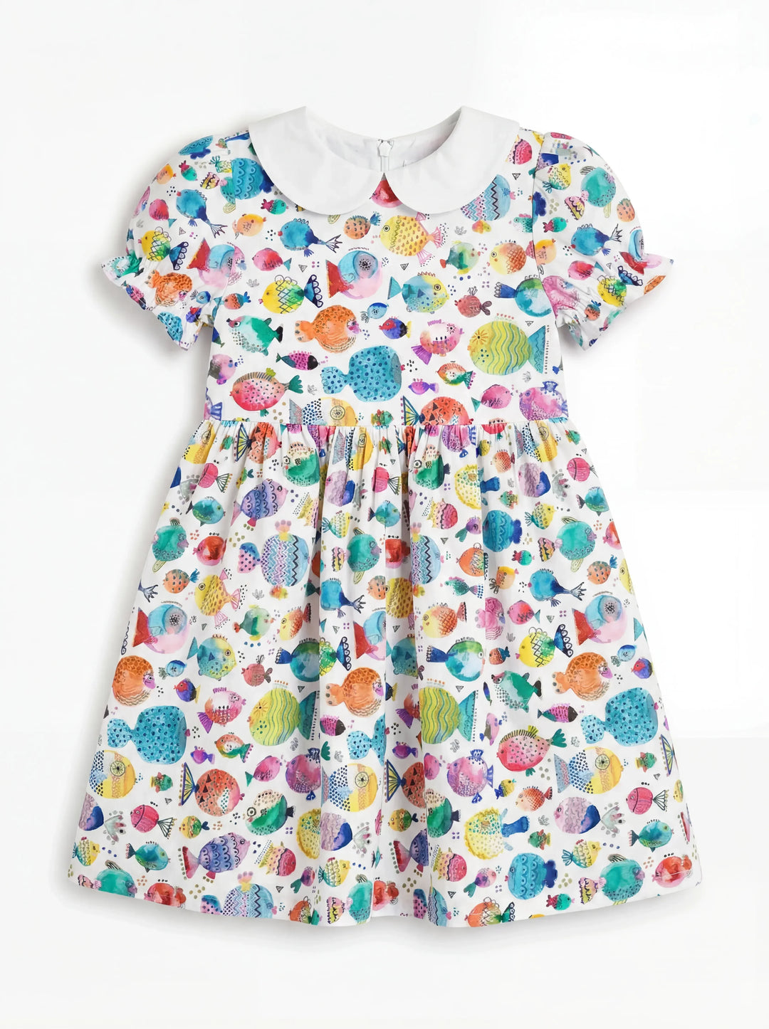 Rainbow Reef Fish Bamboo Peter Pan Collar Dress
