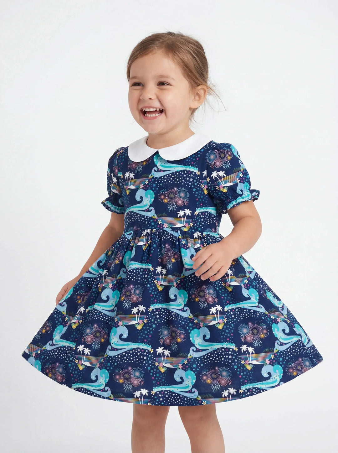 Starlit Surf Celebration Bamboo Peter Pan Collar Dress