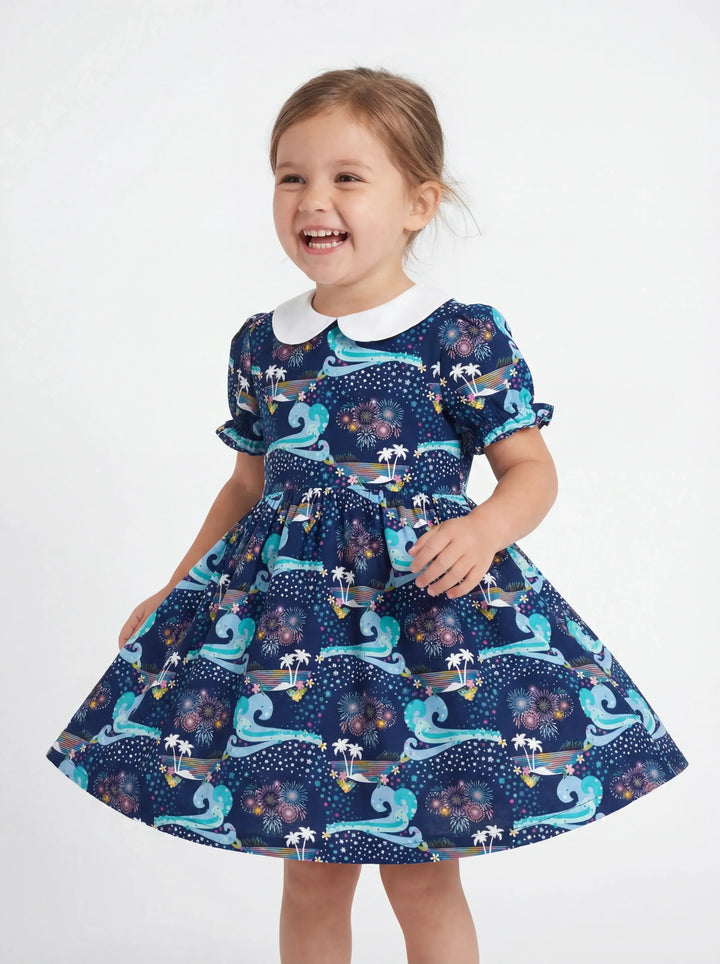 Starlit Surf Celebration Bamboo Peter Pan Collar Dress