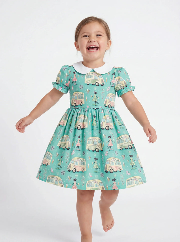 Sweet Scoops & Stripes Bamboo Peter Pan Collar Dress