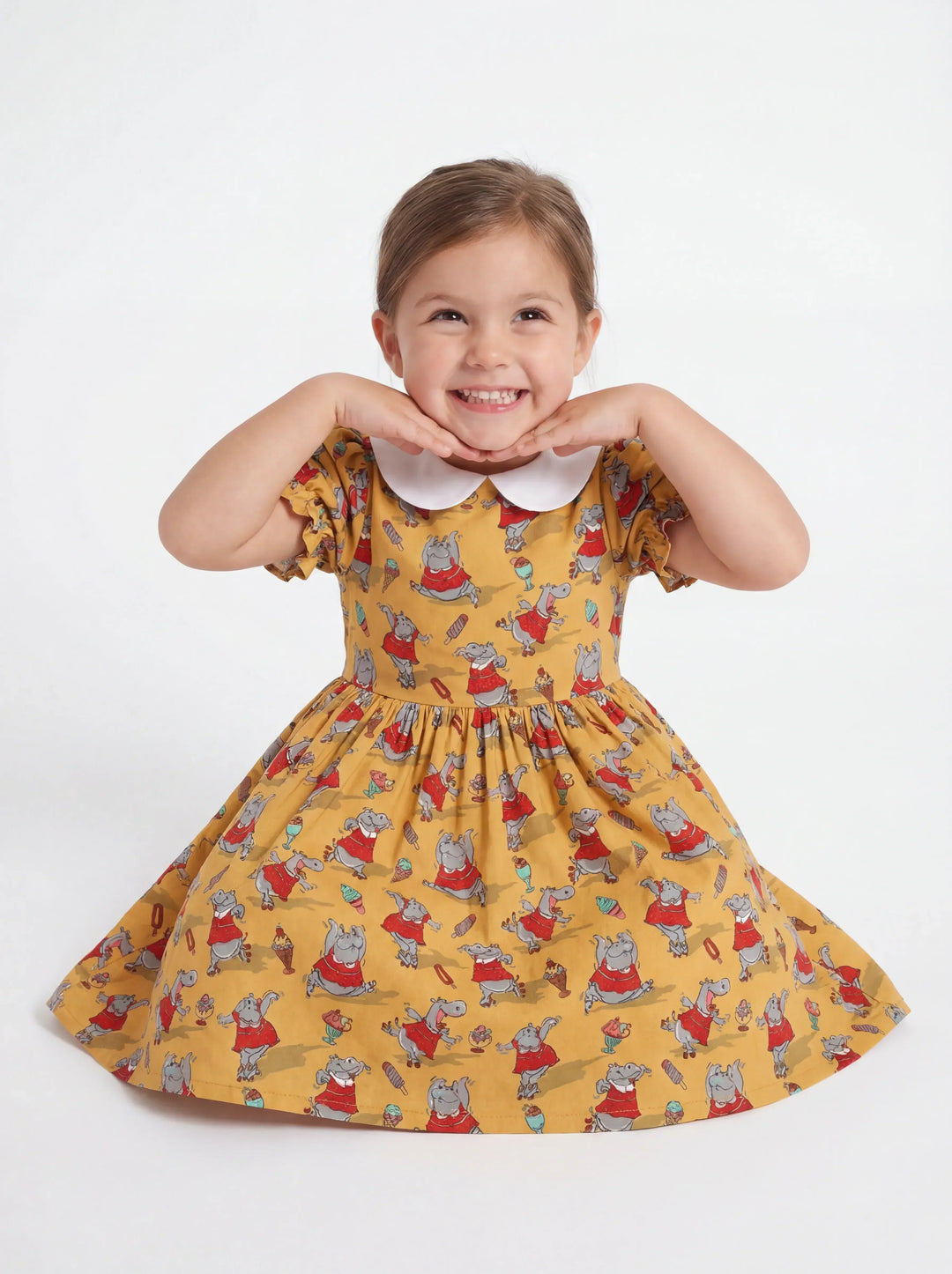 Dancing Hippo Treats Bamboo Peter Pan Collar Dress
