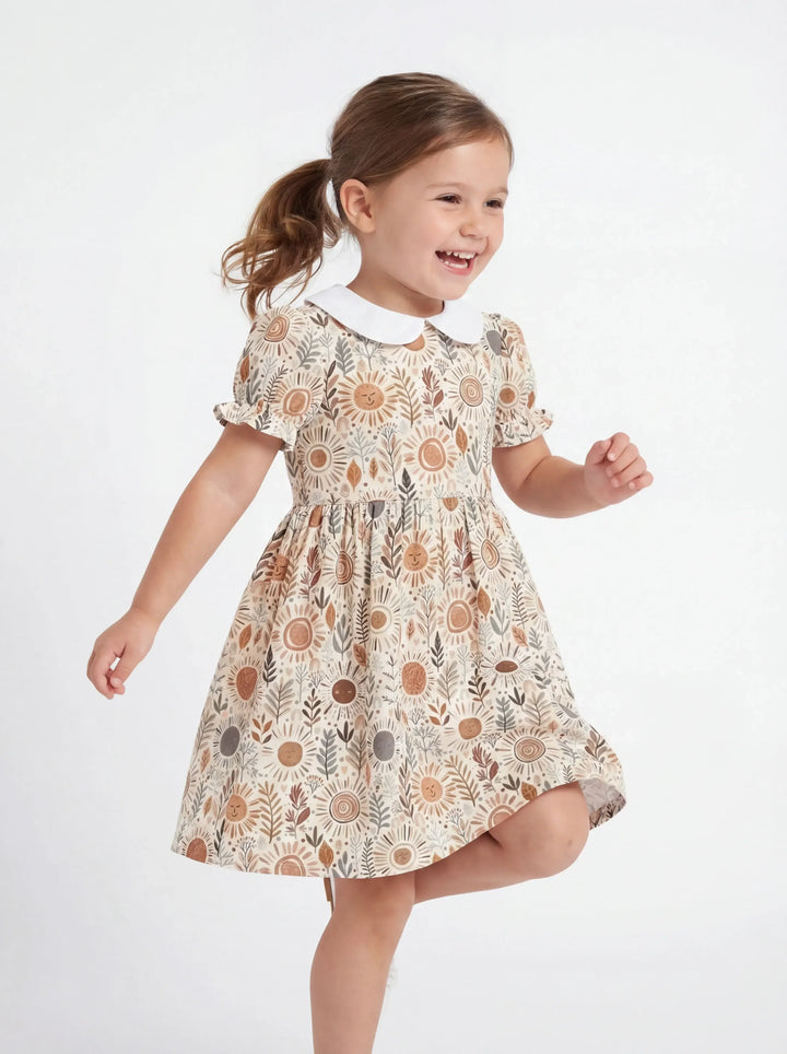 Boho Sunshine Garden Bamboo Peter Pan Collar Dress