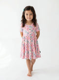 Cute Colorful Flowers Ditsy Bamboo Twirl Dress