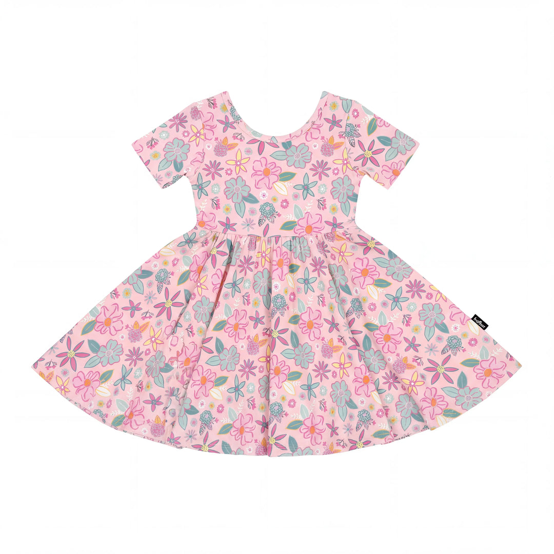 Cute Colorful Flowers Ditsy Bamboo Twirl Dress