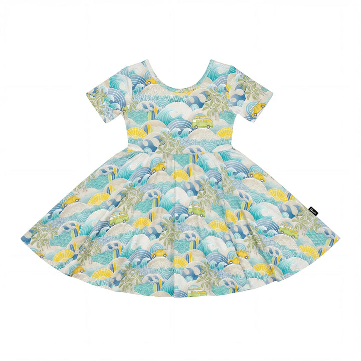 Coastal Road Trip Waves Surf Bamboo Twirl Dress
