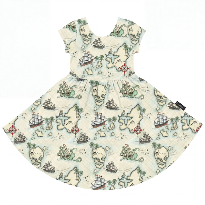Pirate Treasure Map Quest Bamboo Twirl Dress