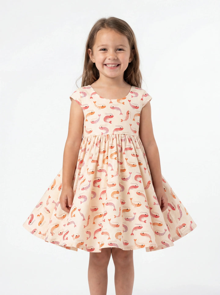 Sweet Shrimp Parade Bamboo Twirl Dress