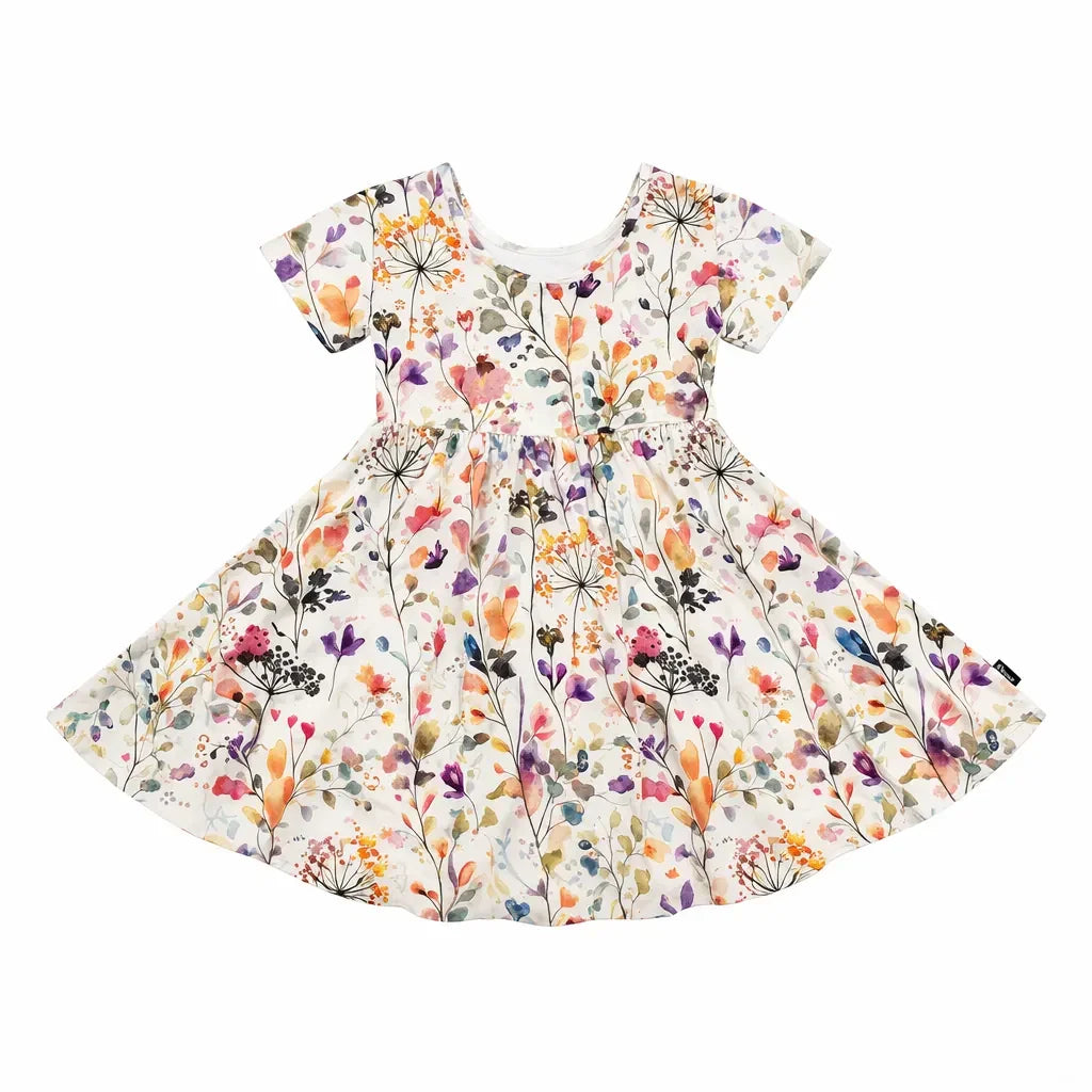 Wildflower Watercolor Garden Bamboo Twirl Dress