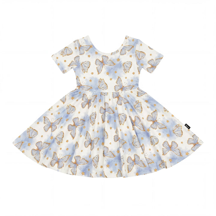 Soft Butterfly Sky Cute Bamboo Twirl Dress
