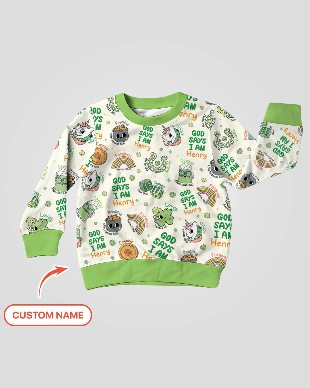 Personalized God Says I Am St. Patrick's Day Family Matching Bamboo Crewneck Sweatshirt
