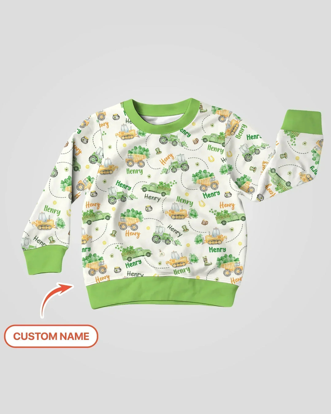 Construction St. Patrick's Day Custom Name Bamboo Crewneck Sweatshirt
