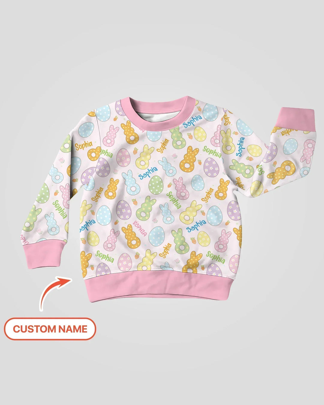 Custom Name Spring Pastel Easter Bamboo Crewneck Sweatshirt