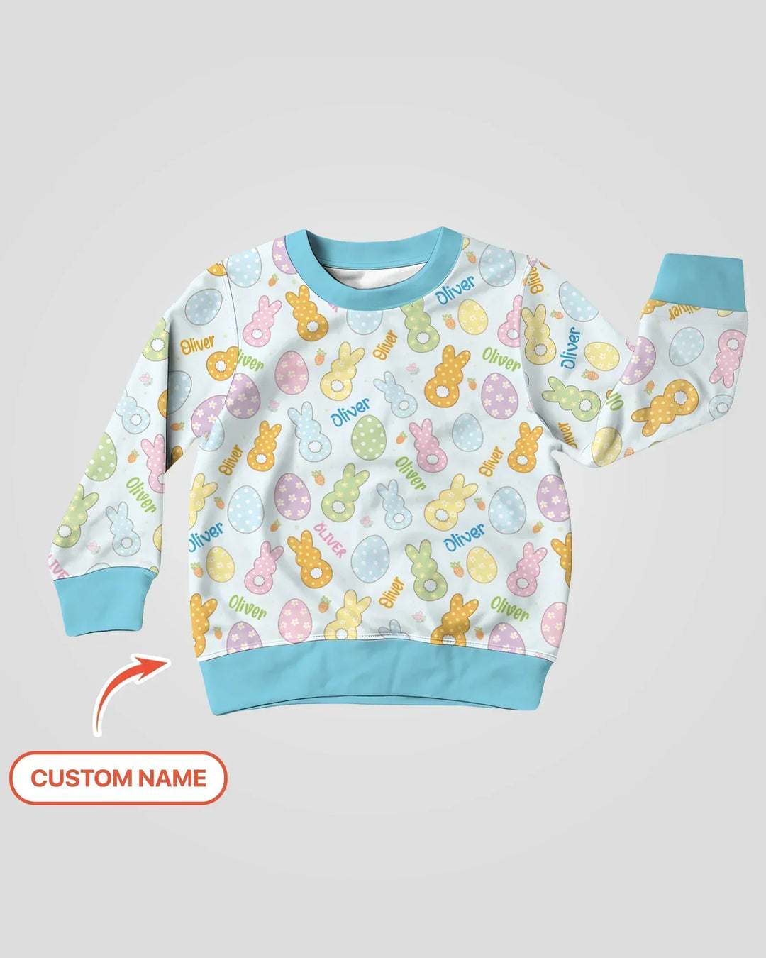 Custom Name Spring Pastel Easter Bamboo Crewneck Sweatshirt
