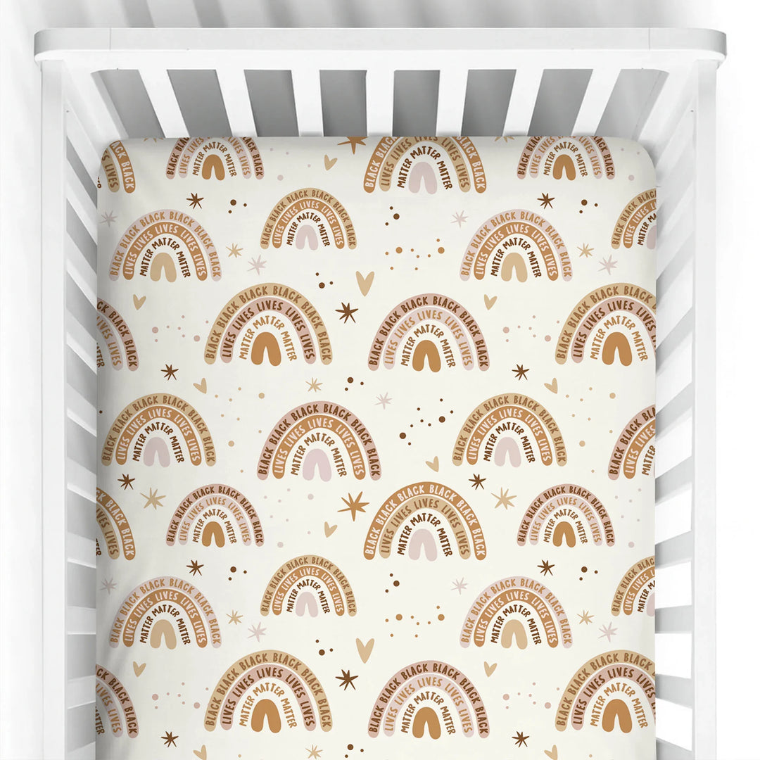 Back Lives Matter Rainbow Bamboo Fitted Crib Sheet