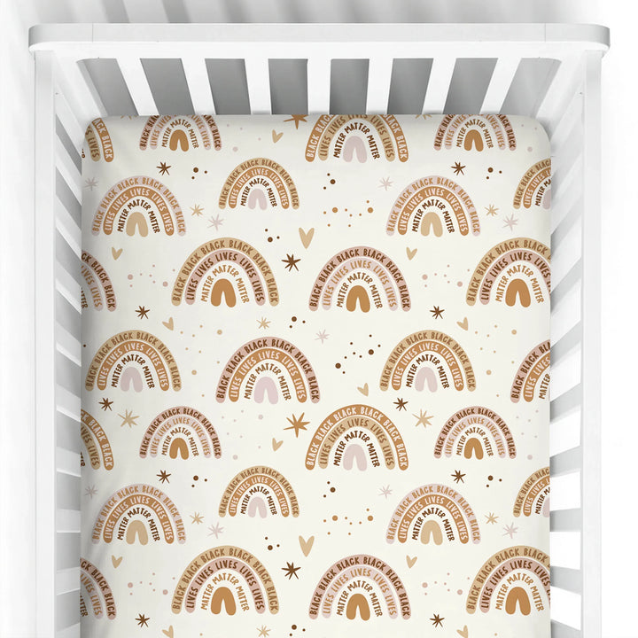 Back Lives Matter Rainbow Bamboo Fitted Crib Sheet