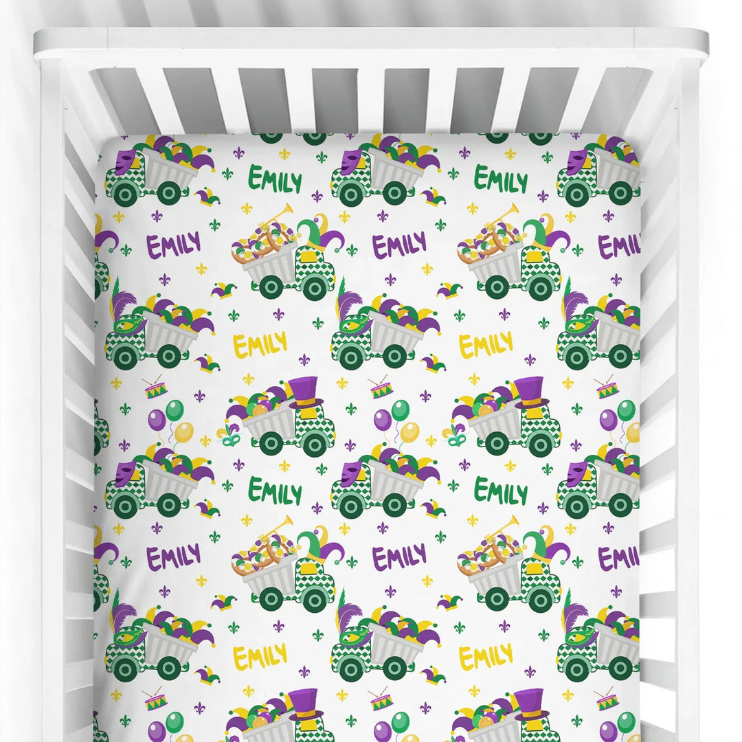 Mardi Gras Trucks Bamboo Fitted Crib Sheet