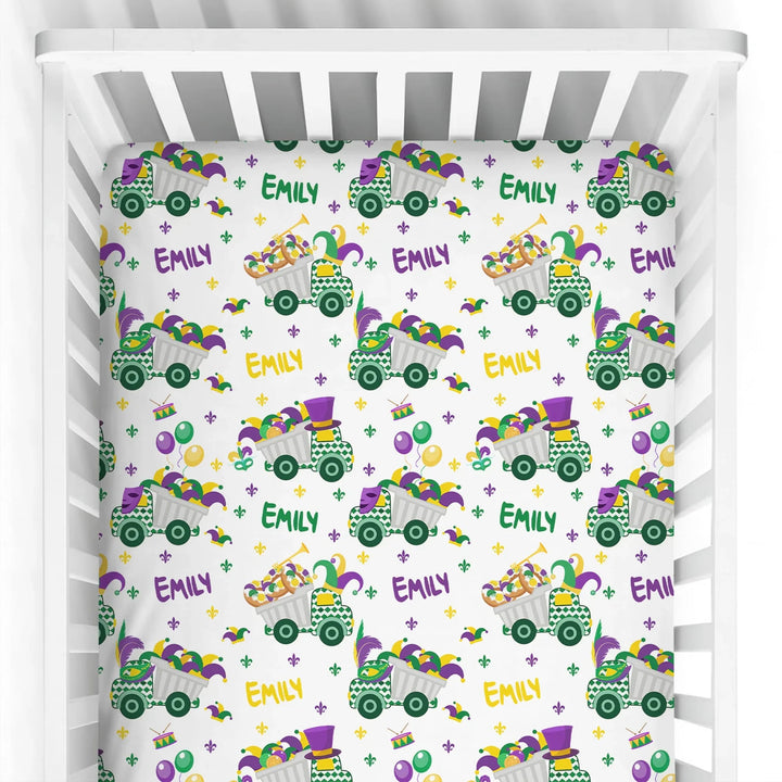 Mardi Gras Trucks Bamboo Fitted Crib Sheet