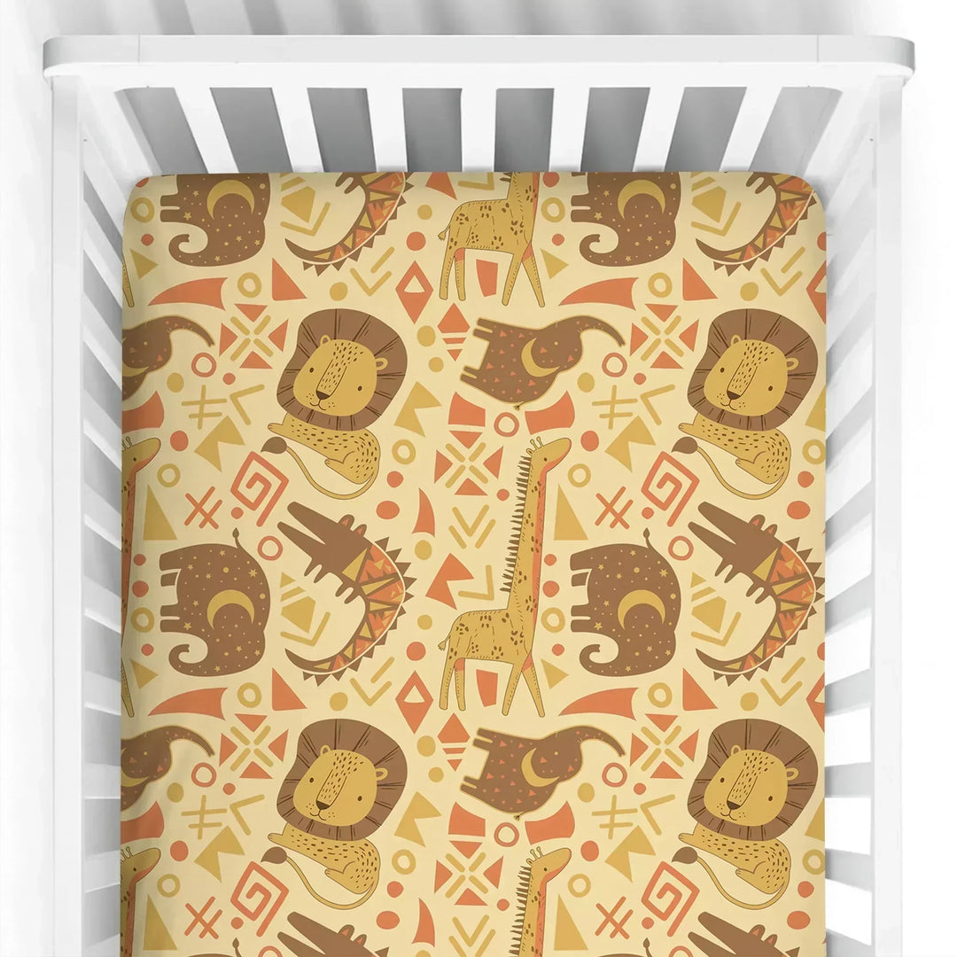 African Animals Spirit Bamboo Fitted Crib Sheet