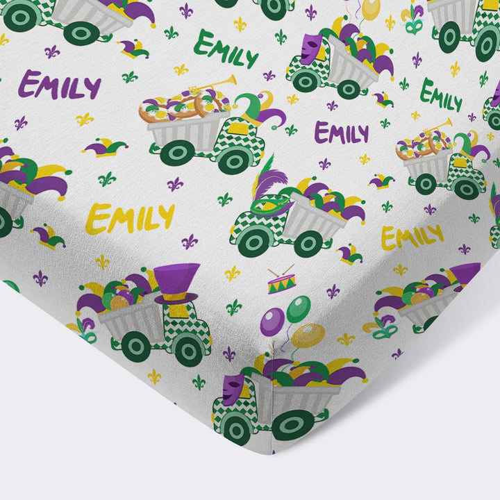 Mardi Gras Trucks Bamboo Fitted Crib Sheet