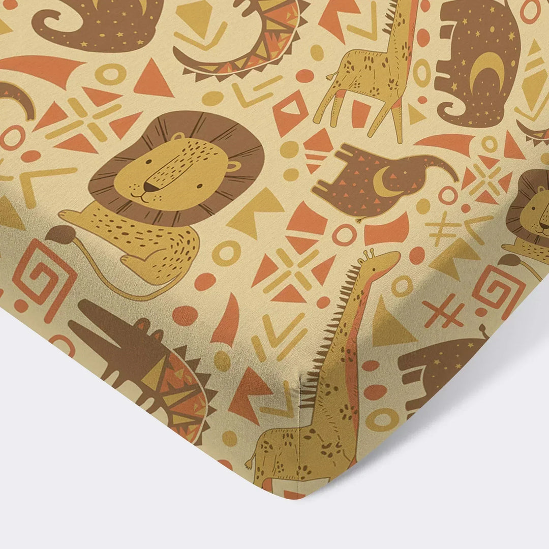 African Animals Spirit Bamboo Fitted Crib Sheet