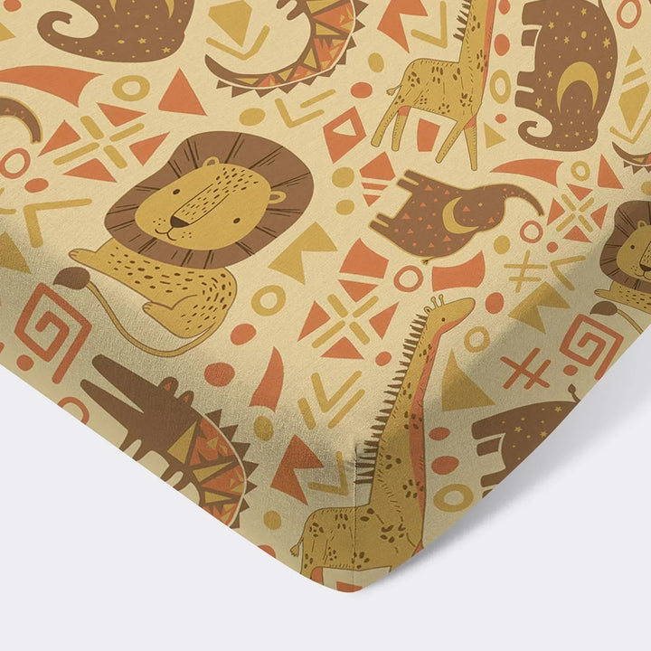 African Animals Spirit Bamboo Fitted Crib Sheet