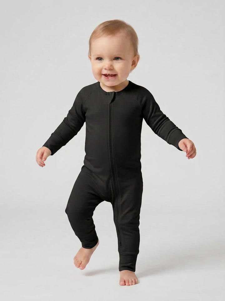 Black Bamboo Convertible Zippered Romper