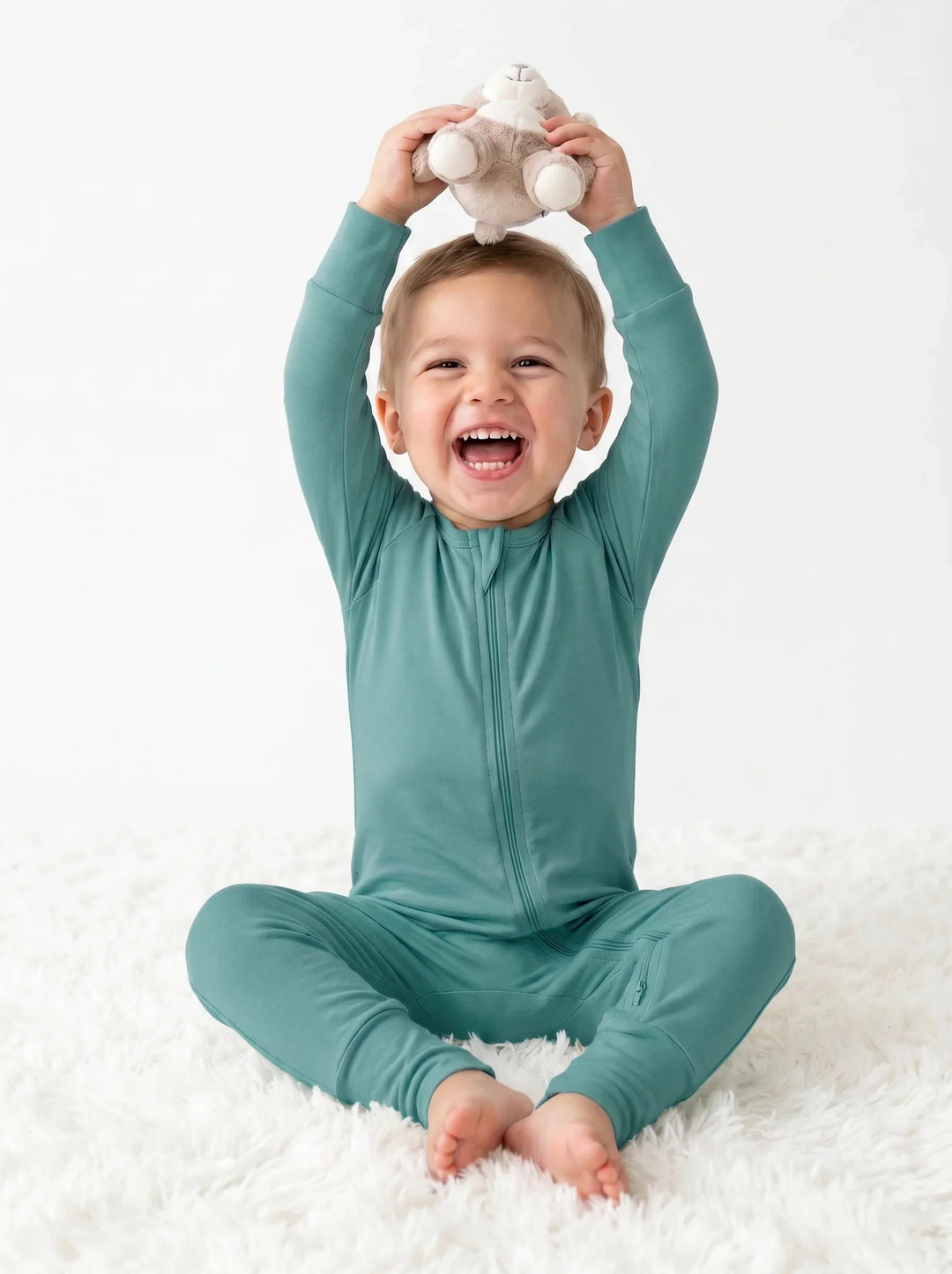 Cadet Blue Bamboo Convertible Zippered Romper