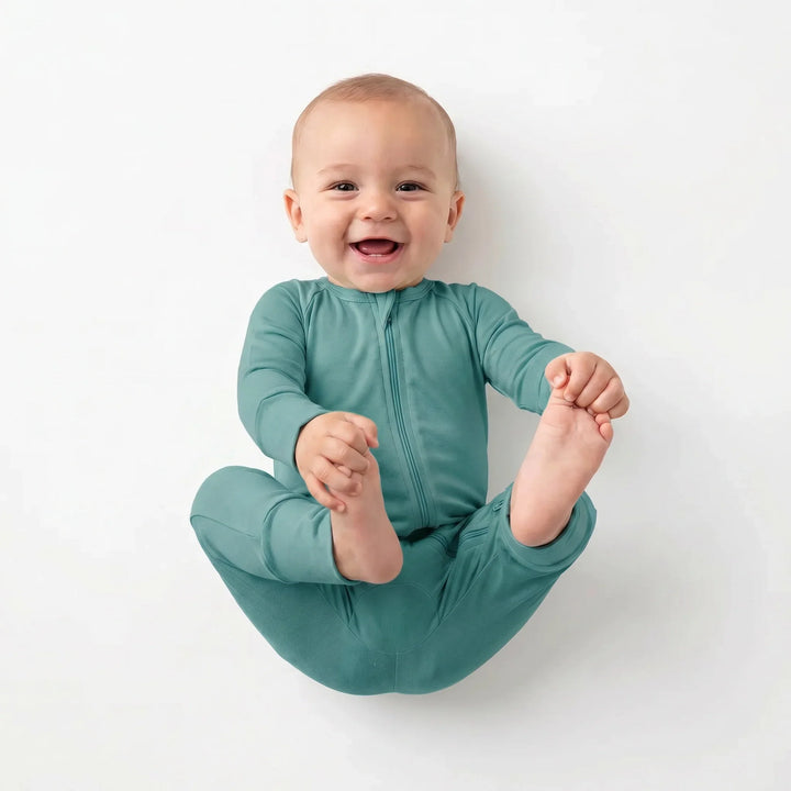 Cadet Blue Bamboo Convertible Zippered Romper